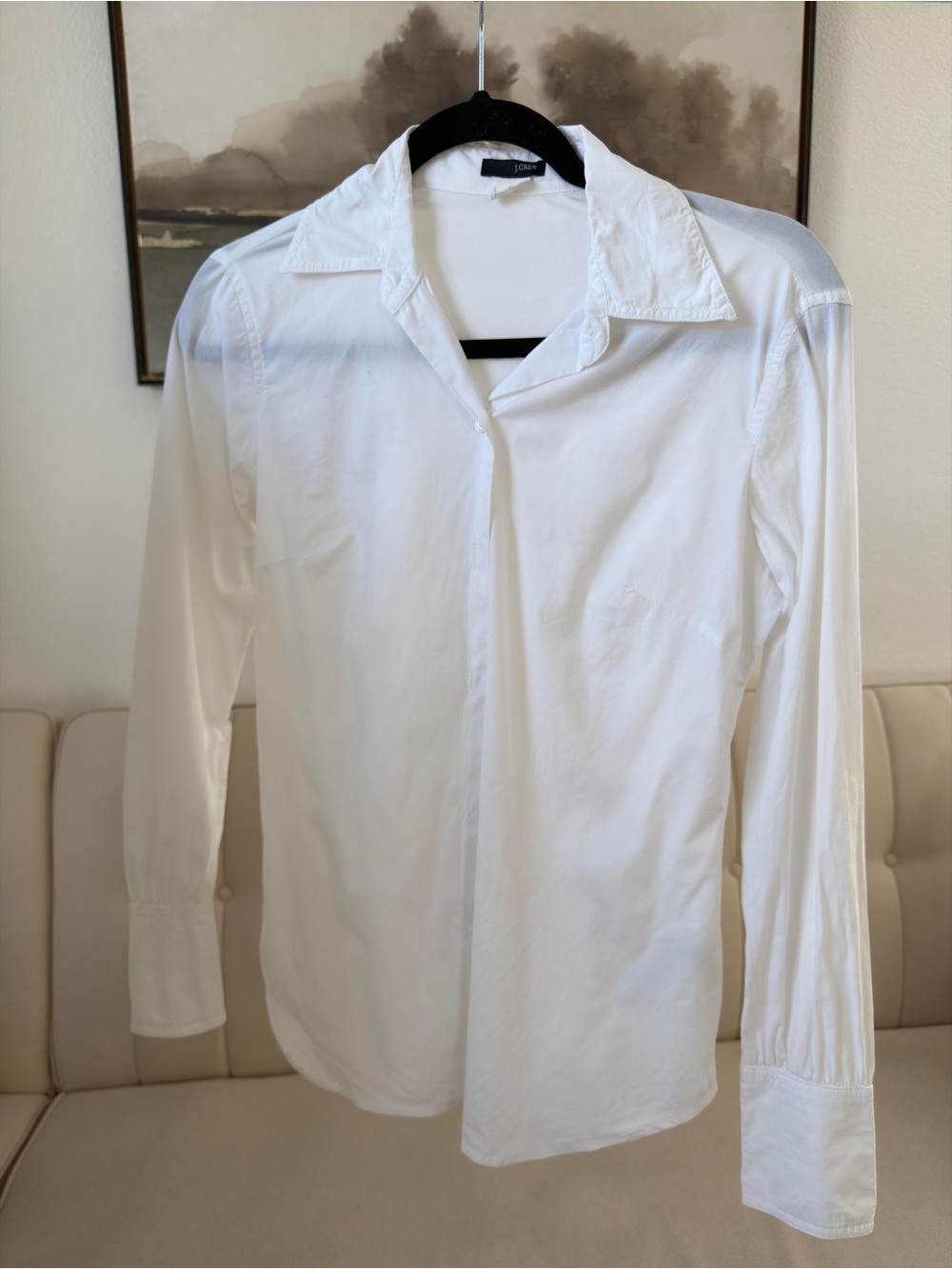 J. Crew Men's White Long-Sleeve Dress Shirt